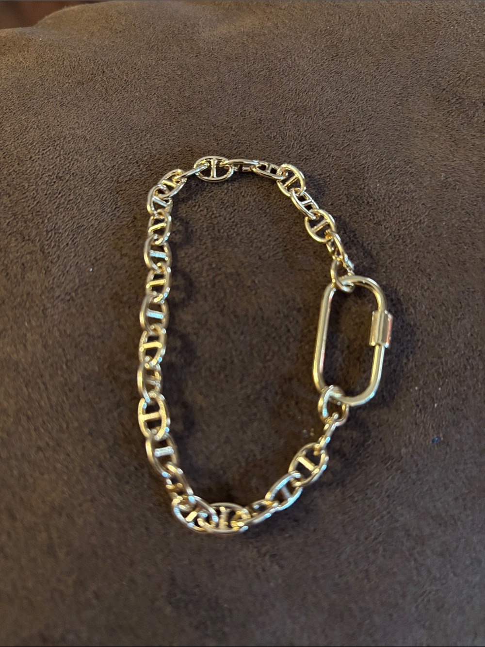 Gold Chain Link Bracelet with Carabiner Clasp - Women's Accessories